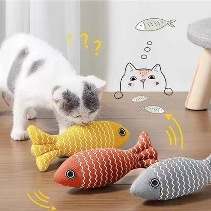 Cat Fish-Shaped Catnip Toy | Interactive Zigzag Wave Plush Toy