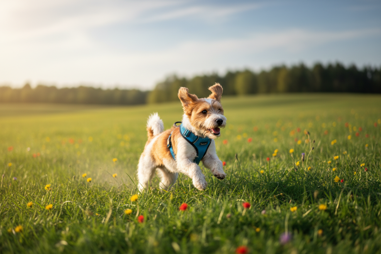 Dog running outdoors