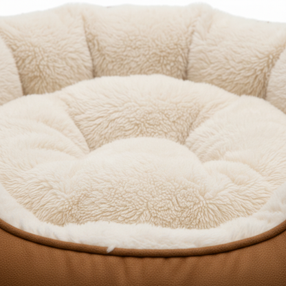 Close-up of cream white sherpa fleece interior